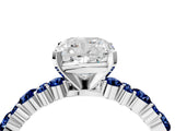 White gold Cushion Cut Diamond Side Stone Solitaire Ring with Round with Blue Sapphire side stone and Four-Prong Setting_4