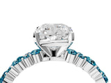 White gold Cushion Cut Diamond Side Stone Solitaire Ring with Round with Blue Topaz side stone and Four-Prong Setting_4