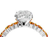 White gold Cushion Cut Diamond Side Stone Solitaire Ring with Round with Citrine side stone and Four-Prong Setting_4
