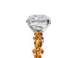 White gold Cushion Cut Diamond Side Stone Solitaire Ring with Round with Citrine side stone and Four-Prong Setting_5