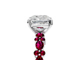 White gold Cushion Cut Diamond Side Stone Solitaire Ring with Round with Garnet side stone and Four-Prong Setting_17