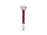 White gold Cushion Cut Diamond Side Stone Solitaire Ring with Round with Garnet side stone and Four-Prong Setting_20