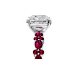 White gold Cushion Cut Diamond Side Stone Solitaire Ring with Round with Garnet side stone and Four-Prong Setting_23