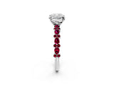 White gold Cushion Cut Diamond Side Stone Solitaire Ring with Round with Garnet side stone and Four-Prong Setting_26