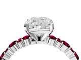 White gold Cushion Cut Diamond Side Stone Solitaire Ring with Round with Garnet side stone and Four-Prong Setting_28