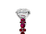 White gold Cushion Cut Diamond Side Stone Solitaire Ring with Round with Garnet side stone and Four-Prong Setting_29