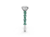 White gold Cushion Cut Diamond Side Stone Solitaire Ring with Round with Green Sapphire side stone and Four-Prong Setting_39