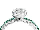 White gold Cushion Cut Diamond Side Stone Solitaire Ring with Round with Green Sapphire side stone and Four-Prong Setting_41