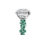White gold Cushion Cut Diamond Side Stone Solitaire Ring with Round with Green Sapphire side stone and Four-Prong Setting_42