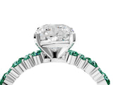 White gold Cushion Cut Diamond Side Stone Solitaire Ring with Round with Green Sapphire side stone and Four-Prong Setting_4
