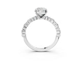 White gold Cushion Cut Diamond Side Stone Solitaire Ring with Round with Moissanite side stone and Four-Prong Setting_15