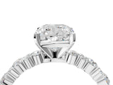 White gold Cushion Cut Diamond Side Stone Solitaire Ring with Round with Moissanite side stone and Four-Prong Setting_4