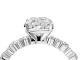 White gold Cushion Cut Diamond Side Stone Solitaire Ring with Round with Moissanite side stone and Four-Prong Setting_4