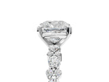 White gold Cushion Cut Diamond Side Stone Solitaire Ring with Round with Moissanite side stone and Four-Prong Setting_5