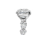 White gold Cushion Cut Diamond Side Stone Solitaire Ring with Round with Moissanite side stone and Four-Prong Setting_5