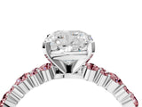 White gold Cushion Cut Diamond Side Stone Solitaire Ring with Round with Morganite side stone and Four-Prong Setting_4