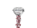 White gold Cushion Cut Diamond Side Stone Solitaire Ring with Round with Morganite side stone and Four-Prong Setting_5