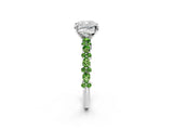 White gold Cushion Cut Diamond Side Stone Solitaire Ring with Round with Peridot side stone and Four-Prong Setting_14