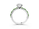White gold Cushion Cut Diamond Side Stone Solitaire Ring with Round with Peridot side stone and Four-Prong Setting_15