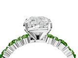 White gold Cushion Cut Diamond Side Stone Solitaire Ring with Round with Peridot side stone and Four-Prong Setting_16