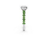 White gold Cushion Cut Diamond Side Stone Solitaire Ring with Round with Peridot side stone and Four-Prong Setting_2