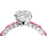 White gold Cushion Cut Diamond Side Stone Solitaire Ring with Round with Pink Sapphire side stone and Four-Prong Setting_4