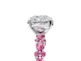 White gold Cushion Cut Diamond Side Stone Solitaire Ring with Round with Pink Sapphire side stone and Four-Prong Setting_5