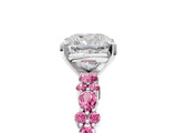 White gold Cushion Cut Diamond Side Stone Solitaire Ring with Round with Pink Sapphire side stone and Four-Prong Setting_5