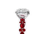 White gold Cushion Cut Diamond Side Stone Solitaire Ring with Round with Ruby side stone and Four-Prong Setting_17