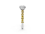 White gold Cushion Cut Diamond Side Stone Solitaire Ring with Round with Yellow Sapphire side stone and Four-Prong Setting_22