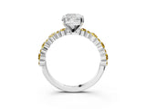 White gold Cushion Cut Diamond Side Stone Solitaire Ring with Round with Yellow Sapphire side stone and Four-Prong Setting_23