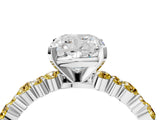 White gold Cushion Cut Diamond Side Stone Solitaire Ring with Round with Yellow Sapphire side stone and Four-Prong Setting_24