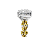 White gold Cushion Cut Diamond Side Stone Solitaire Ring with Round with Yellow Sapphire side stone and Four-Prong Setting_25