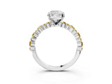 White gold Cushion Cut Diamond Side Stone Solitaire Ring with Round with Yellow Sapphire side stone and Four-Prong Setting_3