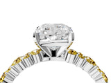 White gold Cushion Cut Diamond Side Stone Solitaire Ring with Round with Yellow Sapphire side stone and Four-Prong Setting_4