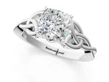 White gold Cushion Cut Diamond Solitaire Celtic Knot Ring with Four-Prong Setting_89