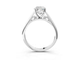 White gold Cushion Cut Diamond Solitaire Engagement Ring with Cathedral Setting and Four-Prong Mount_143