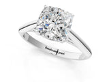 White gold Cushion Cut Diamond Solitaire Engagement Ring with Cathedral Setting and Four-Prong Mount_278