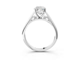 White gold Cushion Cut Diamond Solitaire Engagement Ring with Cathedral Setting and Four-Prong Mount_280