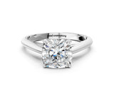 White gold Cushion Cut Diamond Solitaire Engagement Ring with Cathedral Setting and Four-Prong Mount_50