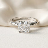 White gold Cushion Cut Diamond Solitaire Engagement Ring with Classic Band and Four-Prong Setting_168
