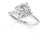 White gold Cushion Cut Diamond Solitaire Engagement Ring with Four-Prong Setting and Classic Band_21