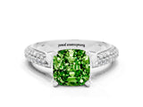 White gold Cushion Cut Diamond Solitaire Engagement Ring with Pavé Band and Four-Prong Setting