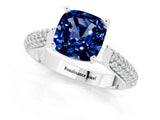 White gold Cushion Cut Diamond Solitaire Engagement Ring with Pavé Band and Four-Prong Setting_1
