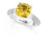 White gold Cushion Cut Diamond Solitaire Engagement Ring with Pavé Band and Four-Prong Setting_1