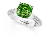 White gold Cushion Cut Diamond Solitaire Engagement Ring with Pavé Band and Four-Prong Setting_1