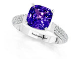 White gold Cushion Cut Diamond Solitaire Engagement Ring with Pavé Band and Four-Prong Setting_1