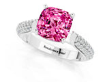 White gold Cushion Cut Diamond Solitaire Engagement Ring with Pavé Band and Four-Prong Setting_1