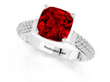 White gold Cushion Cut Diamond Solitaire Engagement Ring with Pavé Band and Four-Prong Setting_1