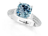 White gold Cushion Cut Diamond Solitaire Engagement Ring with Pavé Band and Four-Prong Setting_1